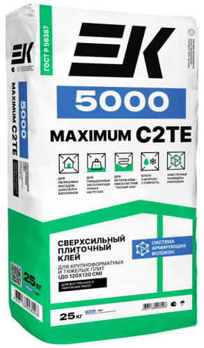 Клей "ЕК" 5000 MAXIMUM плиточный усиленный 25кг, шт Клей "ЕК" 5000 MAXIMUM плиточный усиленный 25кг, шт