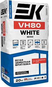 Шпатлевка "ЕК" VH80 цементная финишная белая 20кг, шт Шпатлевка "ЕК" VH80 цементная финишная белая 20кг, шт